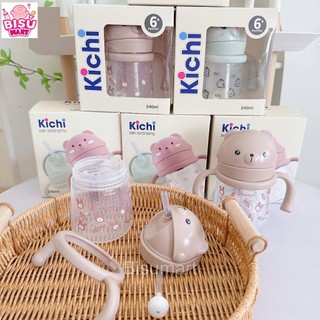 Bình tập uống nước ống hút PP Kichilachi cho bé 240ml