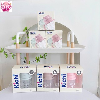 Bình tập uống nước ống hút PP Kichilachi cho bé 240ml