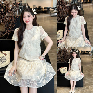  EVERMOM l Đầm bầu Anis tơ thêu tay bèo cổ xếp form đuôi cá thanh lịch cho mẹ mang cả bầu và sau sinh 