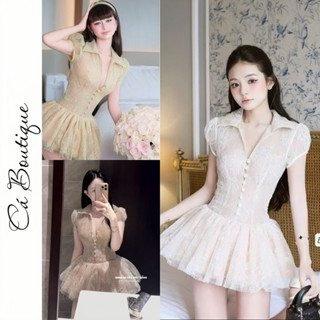  ĐẦM REN CỔ SƠ MI “TAY HẾN” CHÂN VÁY D XÒE NGẮN XINH SANG Cá Boutique 