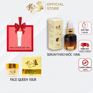 Combo Kem dưỡng da mặt Face Queen Fairy 10gr & Serum Thảo mộc 10ml dưỡng trắng mờ thâm đều màu da tặng sữa rửa mặt 10ml