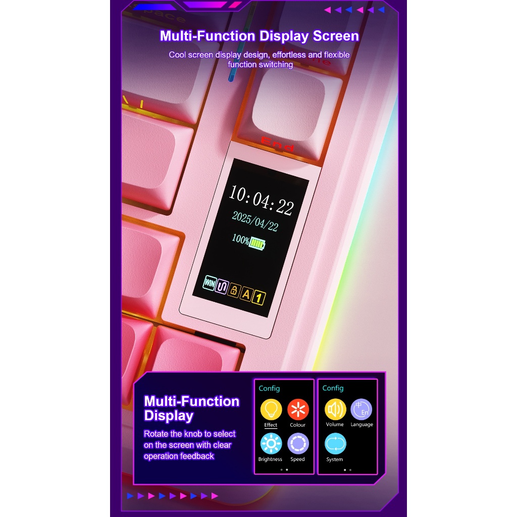 Bàn Phím Cơ Không Dây Aula S75 Pro - Có Màn Led Tùy Chỉnh - Led RGB Xuôi - 3 Mode Kết Nối Tiện Lợi | BigBuy360 - bigbuy360.vn