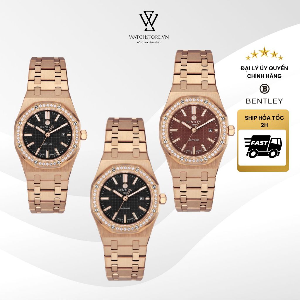 Đồng hồ Bentley 41.5mm Nam BL2416-101LR Máy Pin/Quartz Kính Saphire Dây Kim Loại Chính Hãng