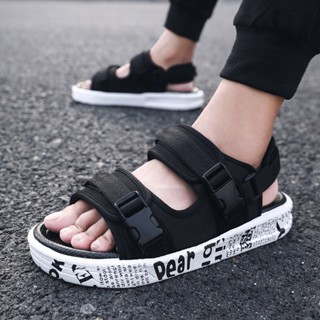 Dép Sandal 2 quai ngang nam nữ, đế cao 3cm, quai sau tháo rời in chữ đi học, đi chơi - HÌNH THẬT, TẶNG TẤT