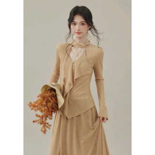  Áo tay dài cổ tim dáng ôm mùa thu màu da L11- Orimi 