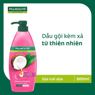 Dầu Gội Xả Palmolive Chiết Xuất Sữa Dừa 600ml Chai màu hồng Dưỡng ẩm bổ sung cho tóc khô xơ tiện lợi với gội và xả.