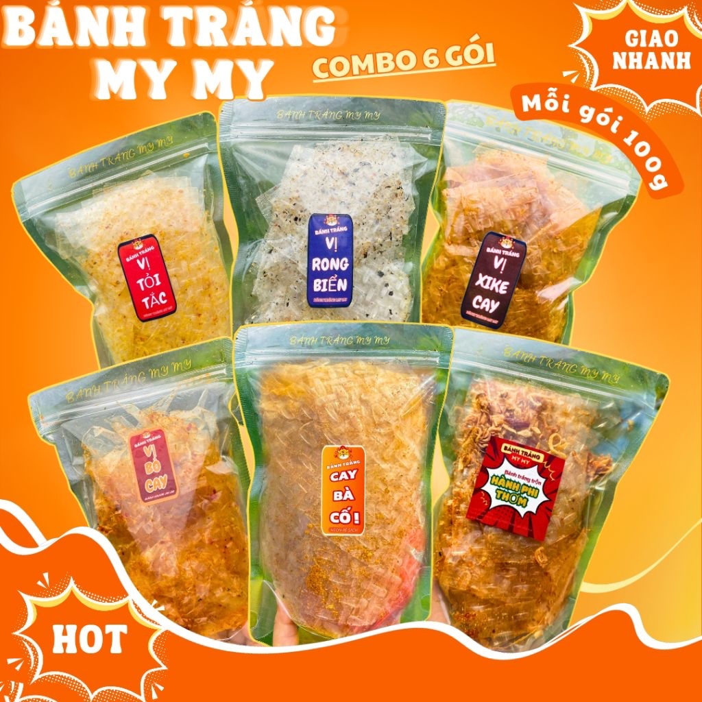 COMBO LỘC-6 Bịch Bánh Tráng Trộn Cay Ngon-Bánh Tráng My My