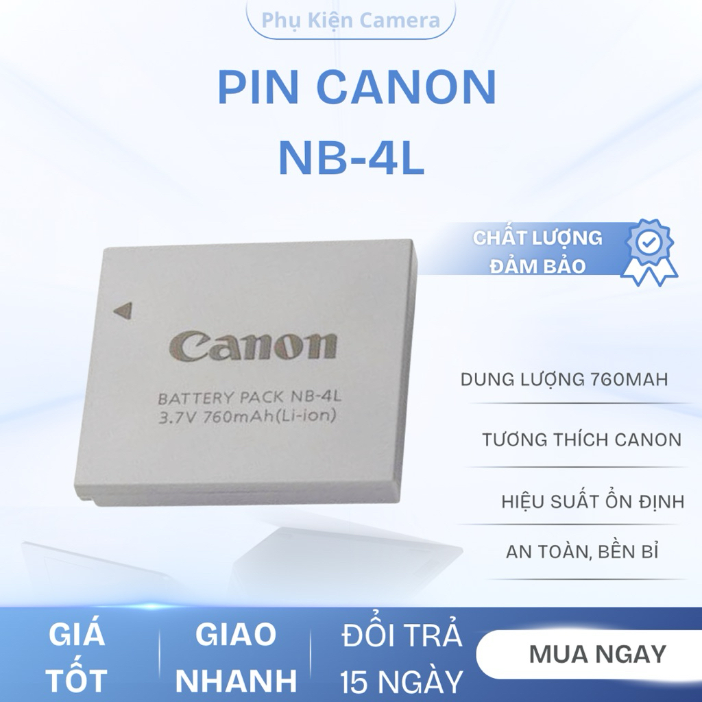 Combo P.in + Sạc + Thẻ nhớ SD + Đầu đọc cho máy ảnh sử dụng Pin Canon NB-4L