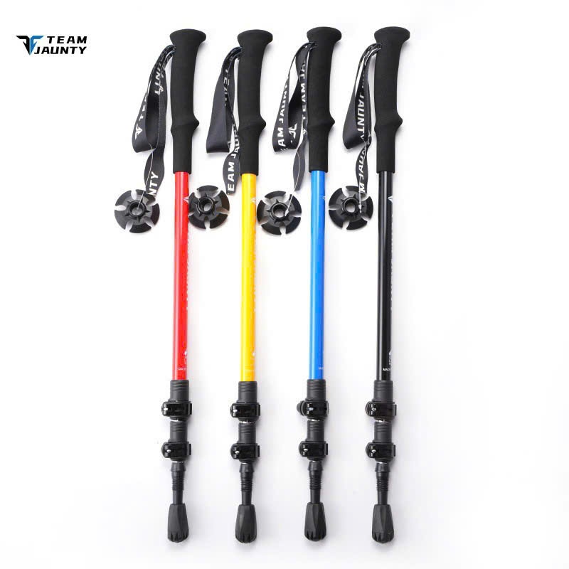 Gậy leo núi TEAM JAUNTY chống trượt, gấp gọn 63-135cm, hợp kim nhôm 6061, thiết kế khóa nhanh cho ng
