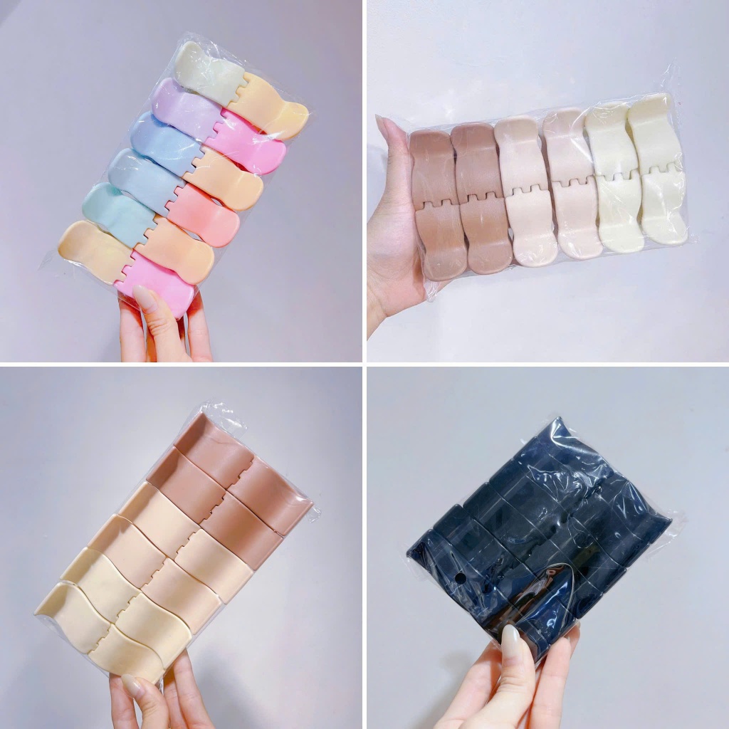Set 12 Kẹp tóc càng cua trong suốt 3 răng 5 răng Hàn Quốc nữ đẹp hottrend 2023 iLita - Cặp búi cào tóc dễ thương màu đen