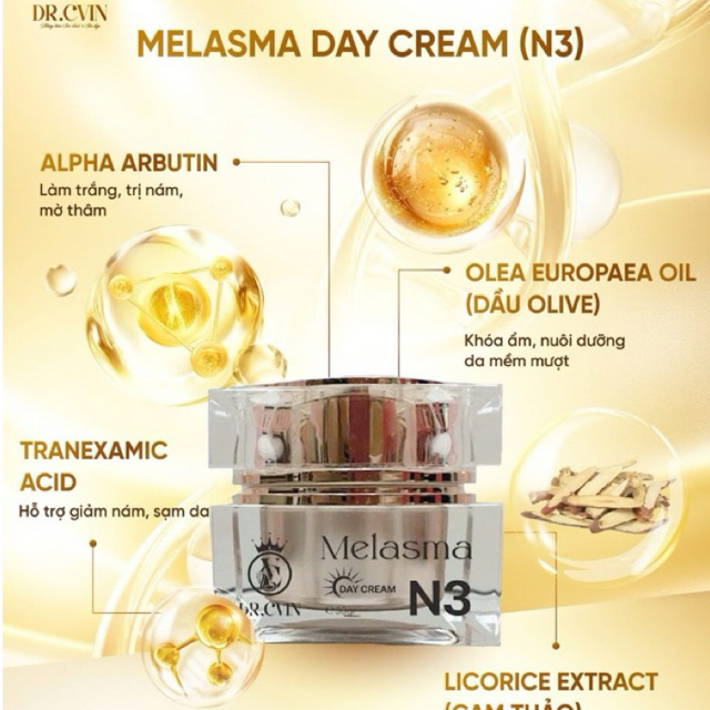 MELASMA DAY CREAM N3 (KEM N1) mới drcvin chính hãng