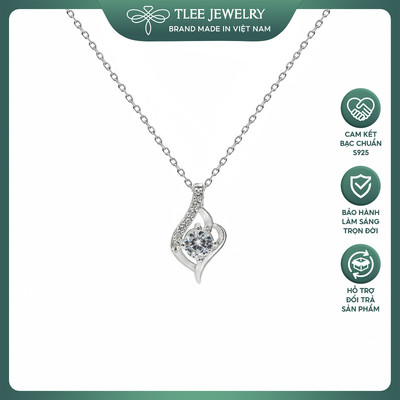 Dây chuyền bạc nữ TLEE giọt nước đính viên đá nhỏ lấp lánh, sang trọng TLEE JEWELRY D0416