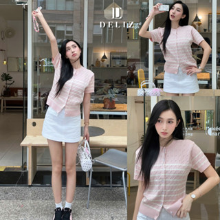 [MỞ BÁN] DELIZ - Áo len ngắn tay vặn thừng len lông thỏ cao cấp cho nữ kẻ sọc nhiều màu basic PL46