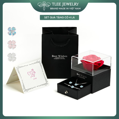 Set quà tặng trang sức dây chuyền, lắc tay, khuyên tai bạc TLEE full box TLEE JEWELRY SQ005