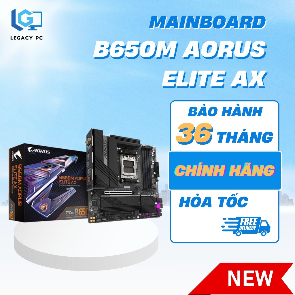 [Full VAT] Mainboard Gigabyte B650M AORUS ELITE AX rev1.3 (AMD AM5,DDR5, Wifi + Bluetooth) - BH 36th