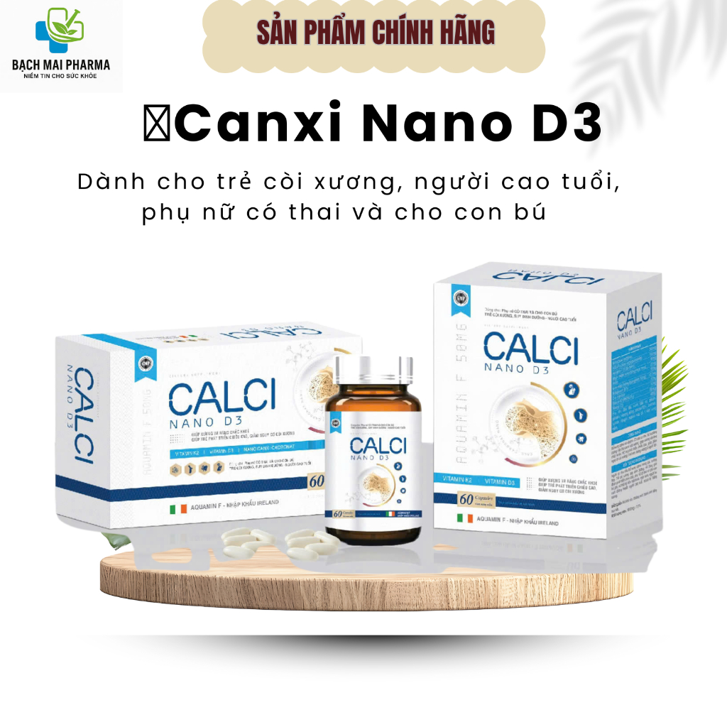 Calci Nano D3 K2 – Viên Uống Bổ Sung Canxi Cho Xương Chắc Khỏe, Hỗ Trợ Chiều Cao – Hộp 60 Viên