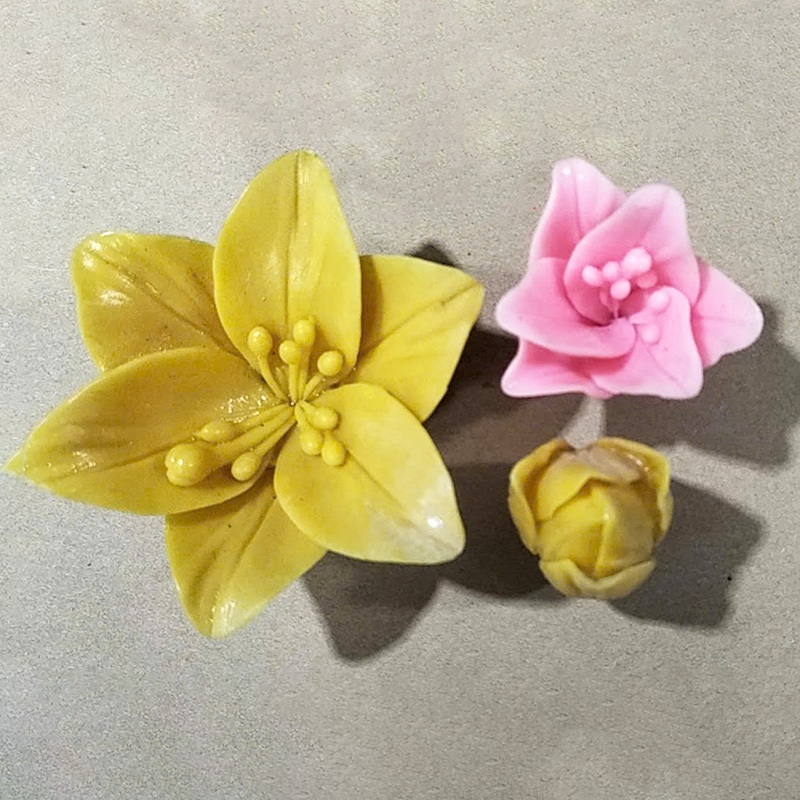 Sét 3 hoa ly khuôn silicon khuôn hoa khuôn bánh