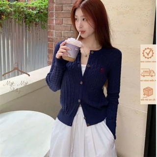 Áo Khoác Len Mỏng Cổ V Dáng Ôm Tay Dài Phối Thêu Ngựa Ngực Dễ Phối Đồ Hàng Qccc Phù Hợp Đi Chơi Đi Thừng Ngựa