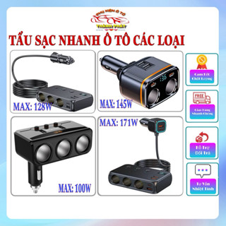 Cốc chia tẩu sạc nhanh xe ô tô 12V/24V công suất 80W đến 145W có QC3.0 và Type C đèn led cảnh báo điện áp bình