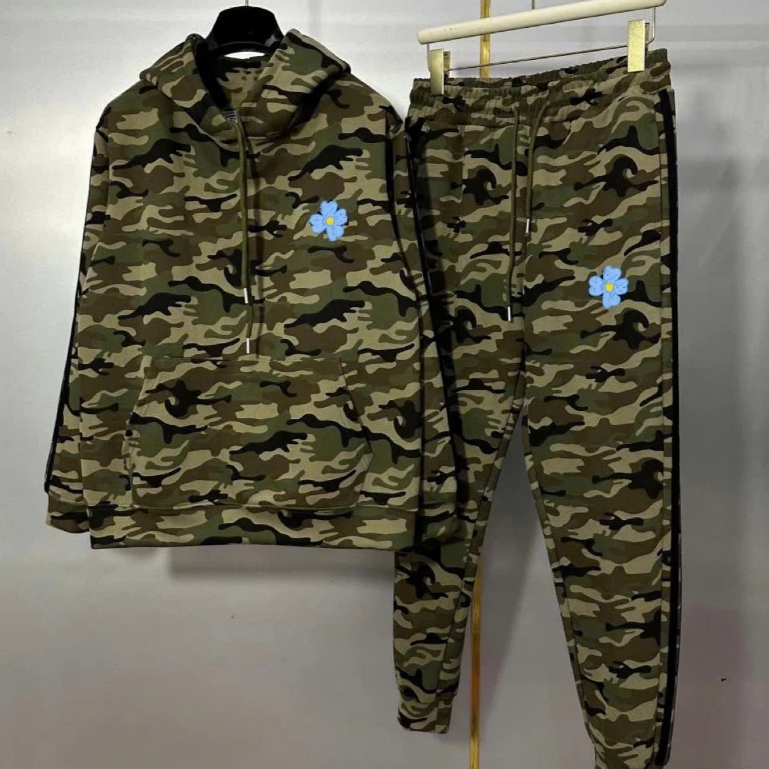 Bộ Đông Dài Tay Camo Dằn Di Cao cấp Logo Thêu dập nổi , Bộ Thu Đông dài Tay Siêu Đẹp nỉ dày dặn Chuẩn Nét căng