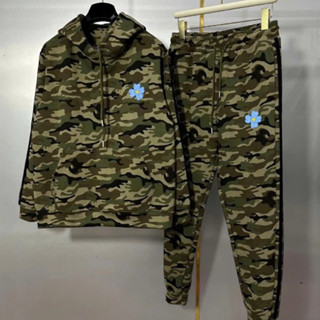 Bộ Đông Dài Tay Camo Dằn Di Cao cấp Logo Thêu dập nổi , Bộ Thu Đông dài Tay Siêu Đẹp nỉ dày dặn Chuẩn Nét căng