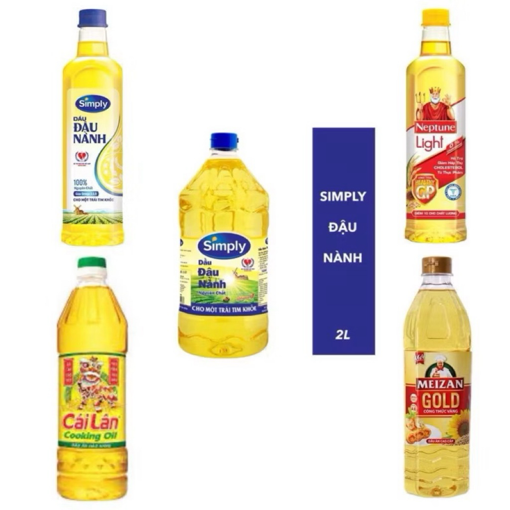 Dầu Ăn Simply , Meizan , Meizan Nành , Simply Gạo Lứt ,Neptune, Orchril, Cái Lân 1L