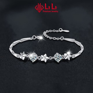  Lắc tay bạc nữ LiLi S925 đính kim cương Moissanite cao cấp hoa may mắn Hallie LILI_166027 
