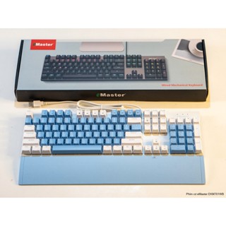  BÀN PHÍM CƠ EMASTER EKM701WB Trắng Xanh Full Size chính hãng bảo hành 12 Tháng 