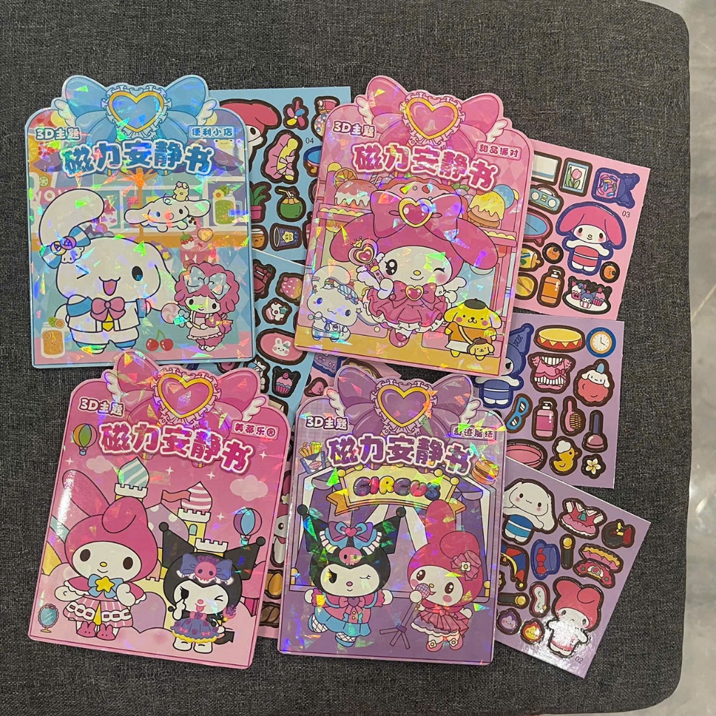 Sách Sticker Nam Châm Sanrio 3D My Melody Kuromi Cinnamoroll – Sách Dán Hình Nam Châm Cho Bé
