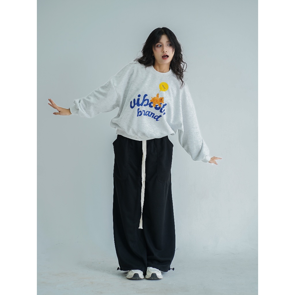 Áo Sweater Nỉ 2 Da  VIBESTU " Bear and Ball  " Boxy Tay Dơi Unisex Nam Nữ | BigBuy360 - bigbuy360.vn