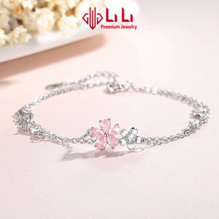 Lắc tay bạc nữ LiLi S925 đính đá CZ cao cấp hình bông hoa anh đào Cheyenne LILI_096540 