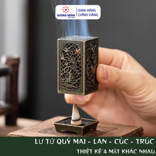 Lư xông trầm tứ quý Mai Lan Cúc Trúc Dương Minh lư xông nhỏ gọn bằng hợp kim cao 6cm