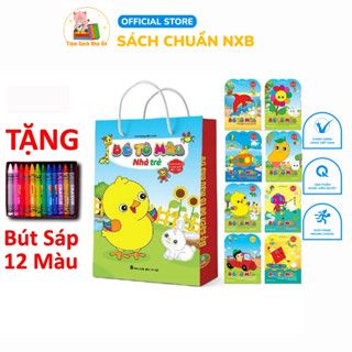  Sách - Bé Tô Màu Nhà Trẻ - Song Ngữ Việt-Anh dành cho trẻ mầm non  Túi 8 quyển  Tặng Màu 