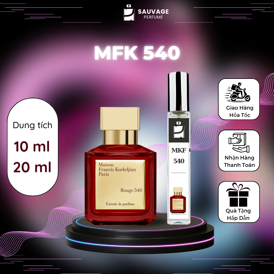 Nước hoa unisex Baccarat 540 chai 10ml, lưu hương lâu, quyến rũ - Sauvage Perfume