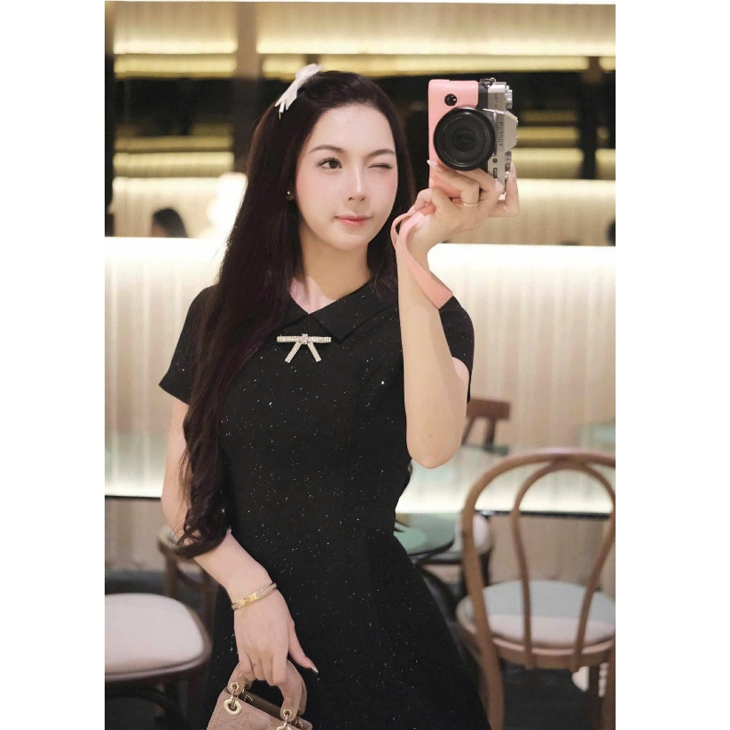 Váy chữ A tiểu thư phối nhũ Misty dress (tặng ghim nơ đá) - SWEETEA | BigBuy360 - bigbuy360.vn