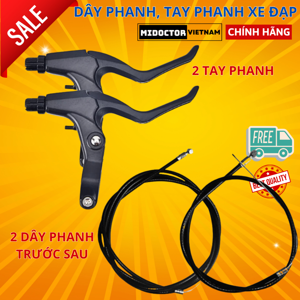 Combo 2 Tay Phanh Xe Đạp Và 2 Dây Phanh Xe Đạp Trước Sau Hợp Kim - Chính Hãng miDoctor