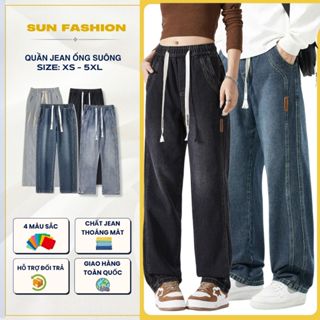 Quần jean ống rộng bigsize nam nữ 4 màu retro SUN N9, mặc thoải mái, dễ phối đồ phong cách hàn quốc