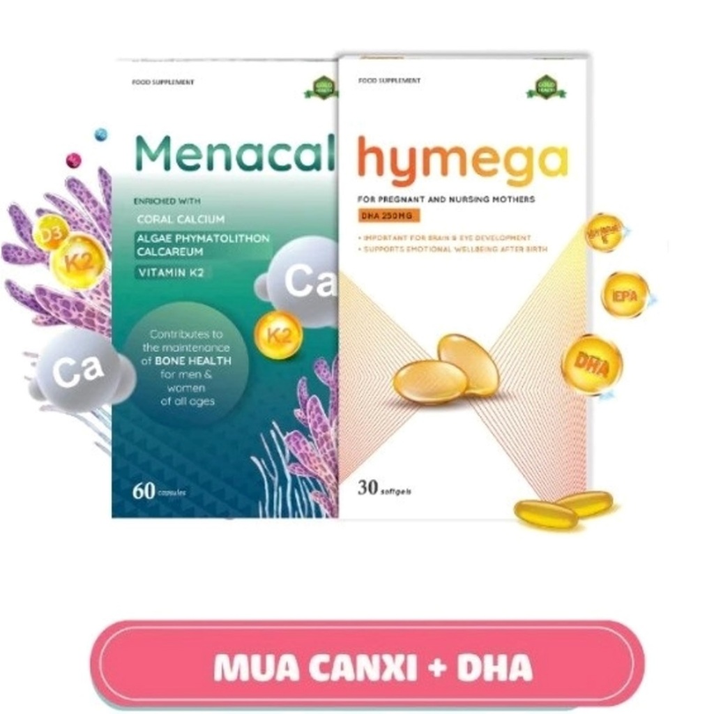 Hộp 60 Viên Uống Menacal & Hộp 30 Viên Uống Bổ Sung DHA EPA Hymega HM