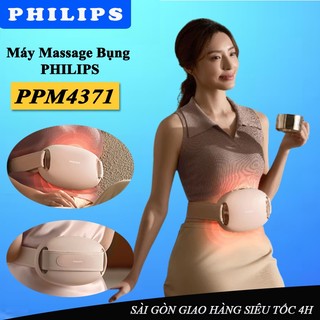  Máy Massage Bụng PHILIPS PPM4371 - Đầu massage bằng đá đa năng - Chườm ấm ánh sáng đỏ - BH 24 Tháng 