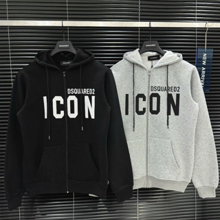 Áo Khoác Nỉ Hoodie Zip DSQ Nỉ Gai Hình IN Icon Siêu Đẹp Thân Trước, Áo Khoác Hoodie Zip Thiết Kế Form Dáng Dầy Dặn Hot