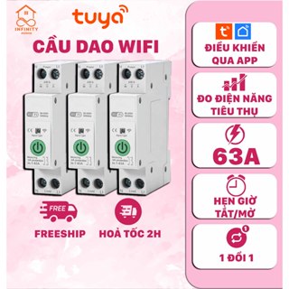 Combo 3 Cầu Dao Thông Minh [ WIFI TUYA ] 63A Hẹn Giờ, Đo Điện Năng Tiêu Thụ, Phản Hồi 2 Chiều, Điều Khiển Qua App