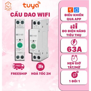 Cầu Dao Thông Minh [ WIFI TUYA ] 63A Hẹn Giờ, Đo Điện Năng Tiêu Thụ, Điều Khiển Qua App, Phản Hồi 2 Chiều l HOẢ TỐC HCM