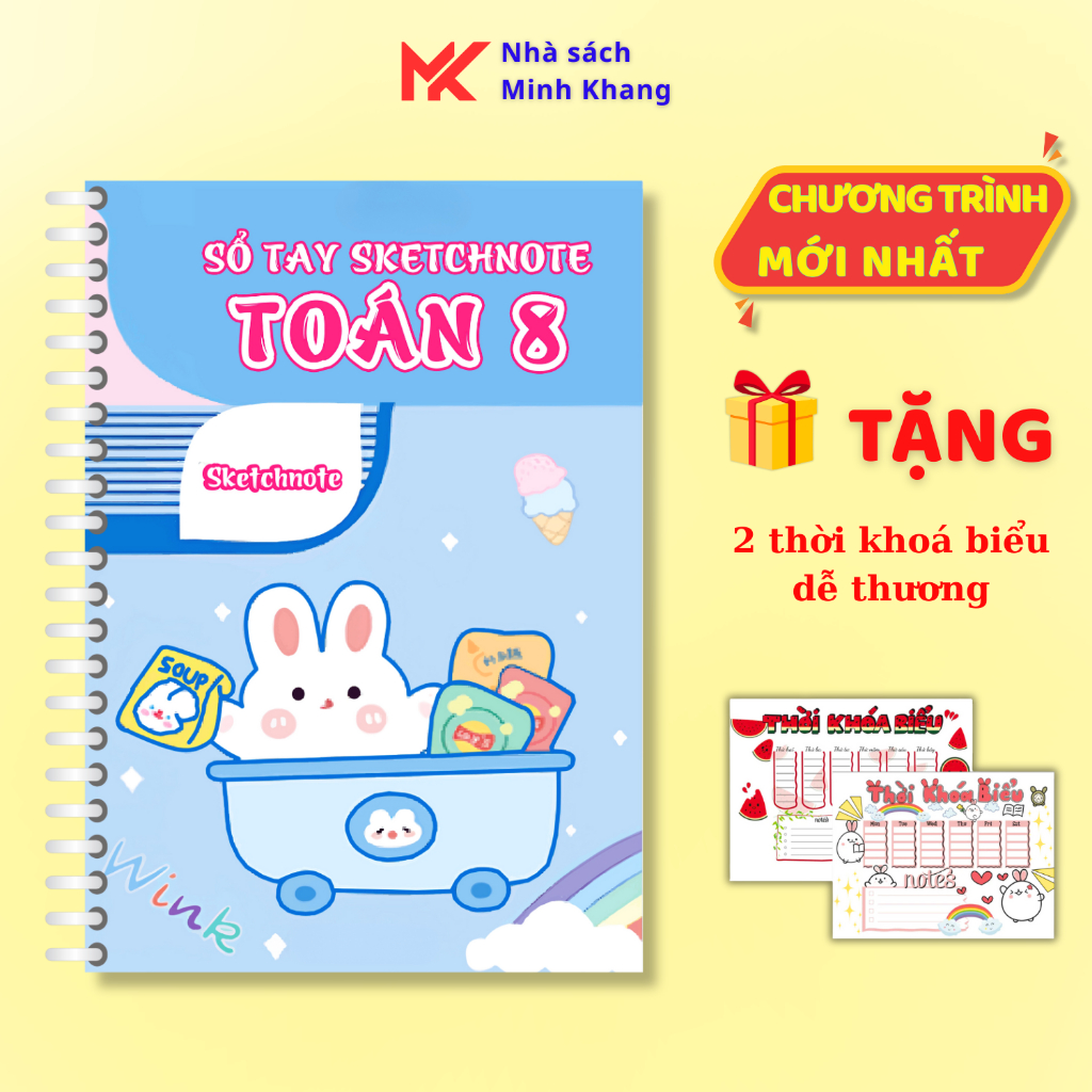 Sổ tay học tốt SketchNote Toán 8, tổng hợp toàn bộ kiến thức toán lớp 8 cho con
