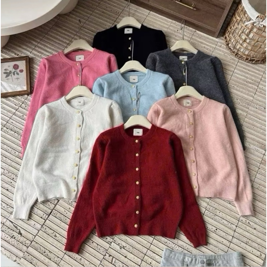 Áo Khoác Cardigan Len Lông Thỏ Nữ EGG | Cúc Đồng Vintage | Len Dày Dặn Cao Cấp Hàng QC