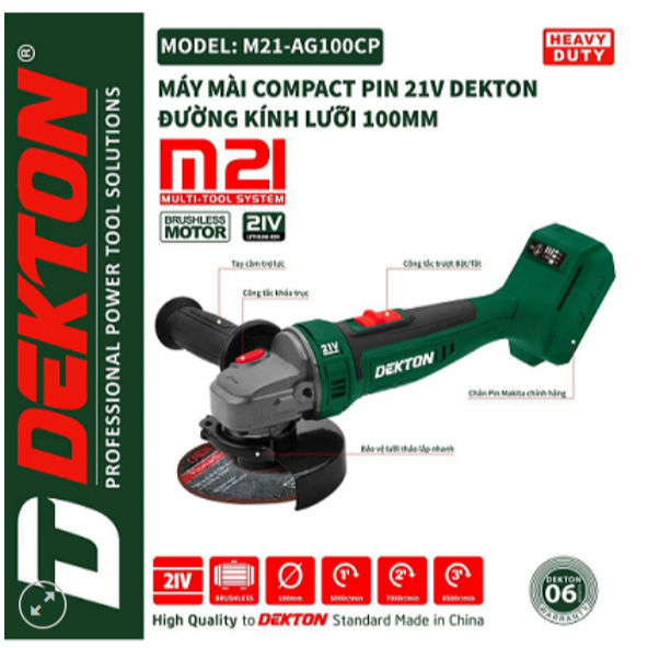 máy mài góc pin dekton M21-AG100CP ( Chưa có pin và sạc)