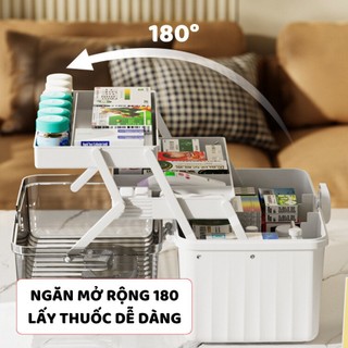 Hộp Đựng Thuốc 3 Tầng, Hộp Đựng Thuốc, Đồ Y Tế Gia Đình Có Tay Cầm, Khóa Đóng Mở An Toàn Q080 AMIZIN