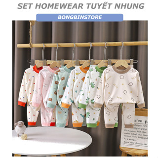 Bộ Quần Áo Trẻ Em Chất Vải Đức Nhung – Quần Áo Thu Đông Giữ Ấm Cho Bé Gái Bé Trai | BONGBINSTORE