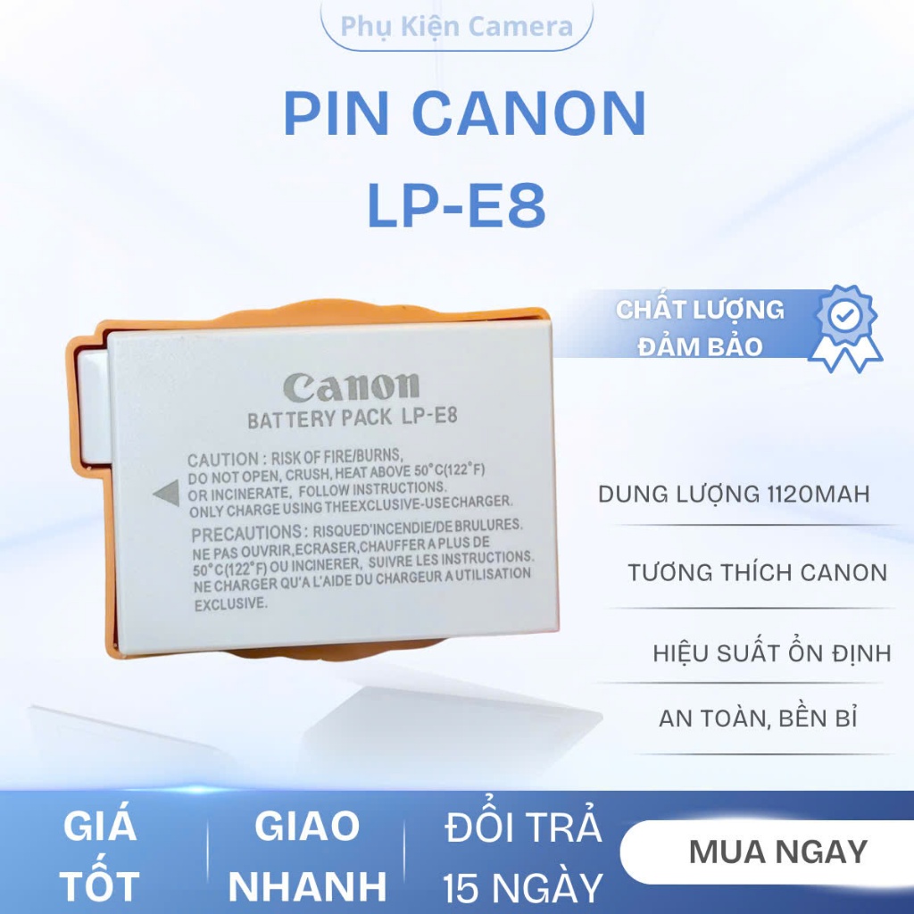 Pin thay thế Canon LP-E8 - Pin máy ảnh DSLR tương thích Canon 550D 600D 650D 700D