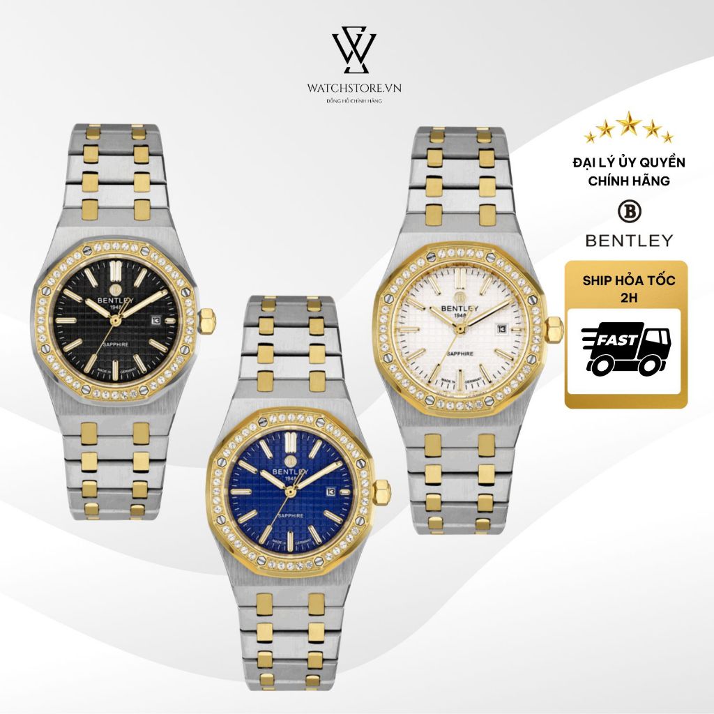 Đồng hồ Bentley 41.5mm Nam BL2416-101LT Máy Pin/Quartz Kính Saphire Dây Kim Loại Chính Hãng