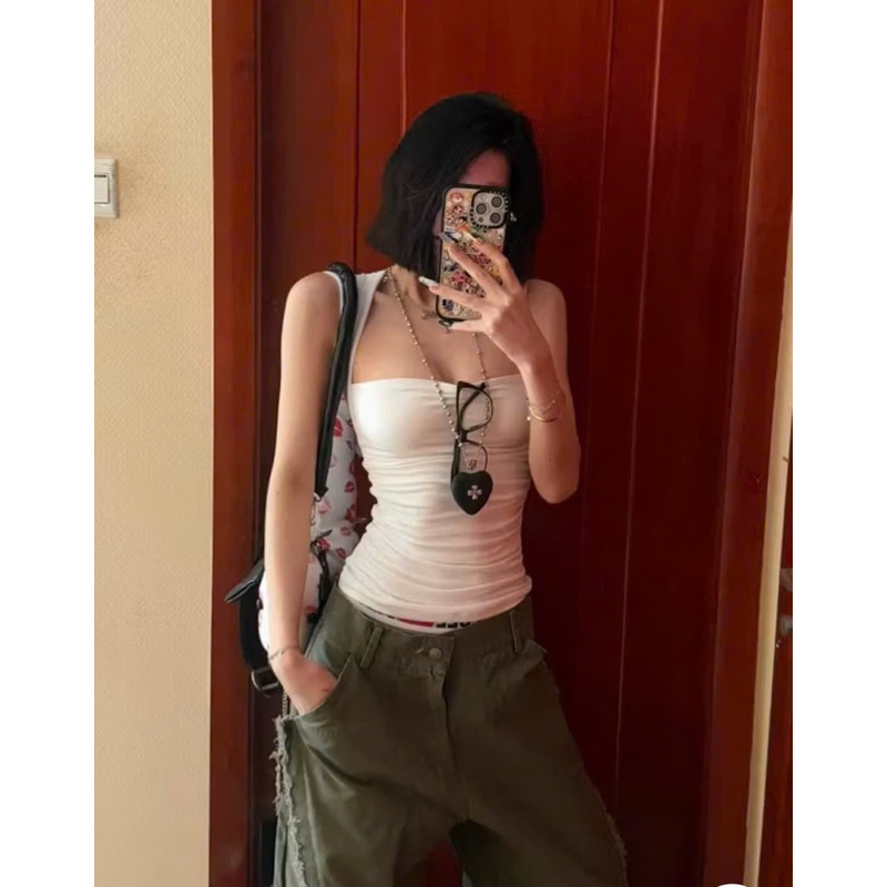 [𝐘𝐔𝐌𝐈] Áo Sát Nách Cúp Ngực Viền Vai Nhỏ Chất Thun Cotton Co Giãn YUMI